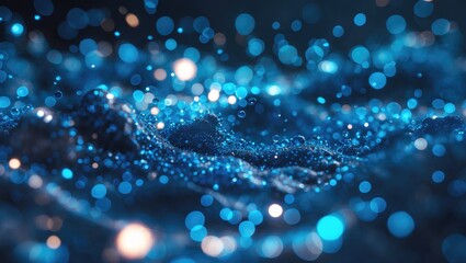 Aufkleber - Fire blue particles embers over background. Abstract dark glittering fire blue particles lights. Bonfire in motion blur. Abstract light flares.