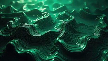 Fototapete - An elaborate abstract design featuring flowing green and black shades that evoke marbled art or natural shapes.