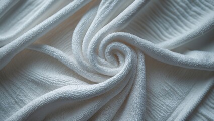 Aufkleber - White towel texture as a background. This fabric or textile is made of fiber material. Appears plush, fluffy, dry, soft, and clean. Suitable for backgrounds related to baby, spa, hotel, laundry, an...
