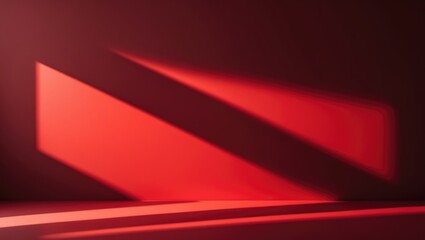 Poster - Abstract red backdrop for product presentation. Background with shadows from a window for displaying products.