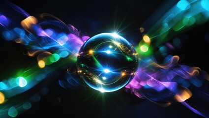Aufkleber - Abstract lens flare against a dark background.