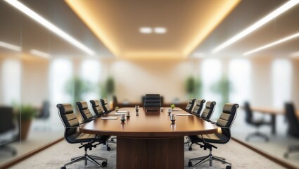 Poster - Abstract blurred image of contemporary office with interior concept fully furnished for background design concept.