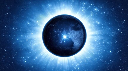 Wall Mural - a celestial object bathed in bright rays surrounded by stars