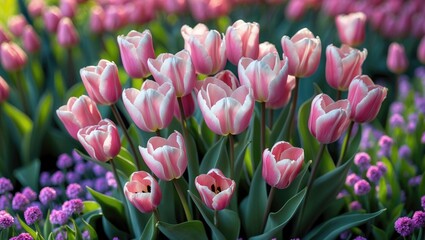 beautiful tulips flower in garden plant.