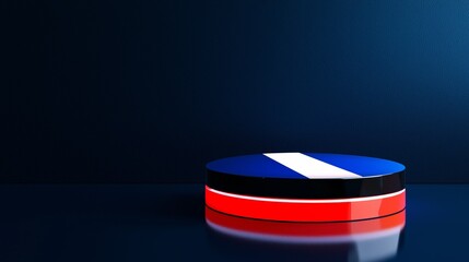 Poster - Modern 3D Podium Displaying Icelandic Flag Against Dark Background