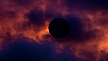 Wall Mural - solar eclipse 2025: dark silhouette framed by fiery glow against dramatic sky, evoking mystery and n
