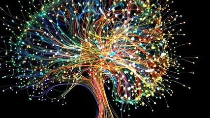 Poster - Vibrant tree of lights illuminating the darkness with a symphony of colors showcasing nature's beauty and wonder Generative AI