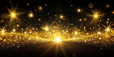 Poster - Magical Golden Sparkle Glitter Light Effect for Cards - Abstract Yellow Star Dust Trail PNG