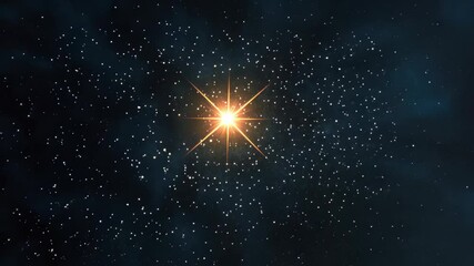Wall Mural - star flying through space with bright light and starry background for scientific use and digital scr
