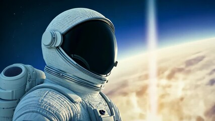 Wall Mural - astronaut gazing at illuminated space through large window in spacesuit, capturing cosmic wonders an