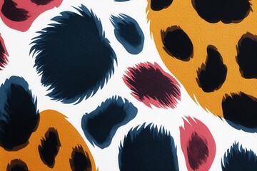 Poster - Vibrant abstract illustration of animal patterns featuring bold leopard spots and colorful fur textures in a playful design