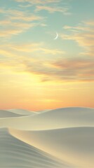 Wall Mural - the sky is dark and cloudy, with a crescent moon shining brightly in the middle. the clouds cover th