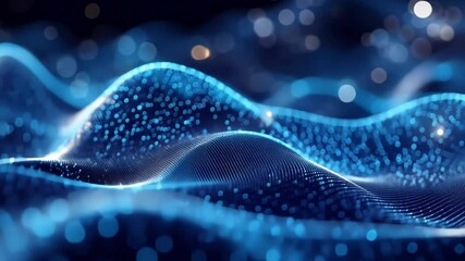 Fototapete - Explore captivating blue waves of light and texture dancing through a digital universe at the edge of reality Generative AI