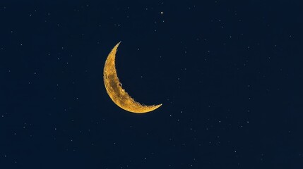 Wall Mural - a bright crescent moon shines in a dark starry sky