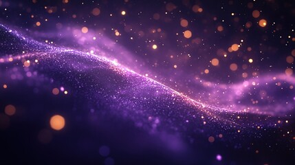 Poster - Abstract digital art, glowing particles swirling in a dark purple space, evoking a cosmic or ethereal feel