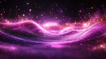 Poster - Abstract purple and pink wavy design with shimmering particles