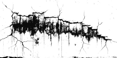 Poster - Texture grunge black or white of grunge stain old wall cracks dust and scratches old wall texture vector background.