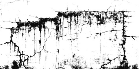 Poster - Texture grunge black or white of grunge stain old wall cracks dust and scratches old wall texture vector background.
