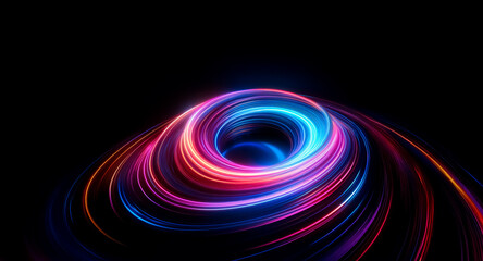 Aufkleber - abstract swirl of vibrant light trails on black background. dynamic and colorful, creating vortex ef