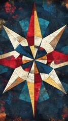 Poster - A colorful geometric star design rendered with textured artistic style