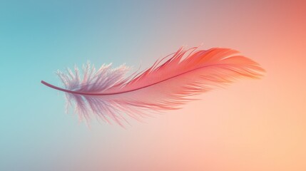 Poster - Delicate Feather on Soft Gradient Background with Pastel Hues