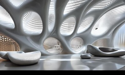 Poster - Futuristic, organic lobby interior design