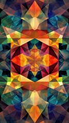 Poster - A Symmetrical Abstract Geometric Composition with Many Colorful Shapes