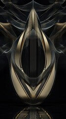 Poster - A decorative abstract design shows flowing lines and gilded surfaces