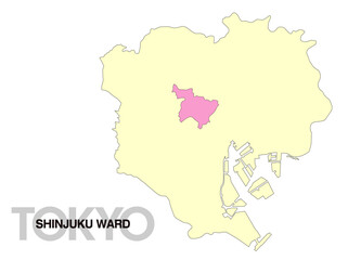  東京都新宿区の位置地図 区境無し 03
