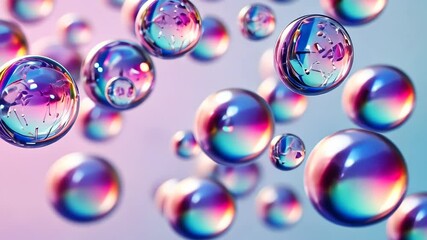 Poster - Bubbles float gracefully in the sunlight, creating a mesmerizing dance of colors in a dreamy atmosphere Generative AI
