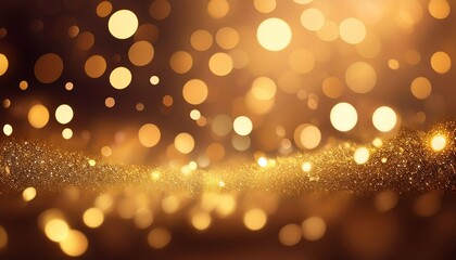 Wall Mural - dreamy champagne gold bokeh background with softly blurred glowing lights background
