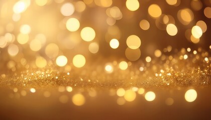 Wall Mural - dreamy champagne gold bokeh background with softly blurred glowing lights background