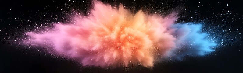 Poster - Colorful explosion of powder creating a vibrant cloud against a dark background.