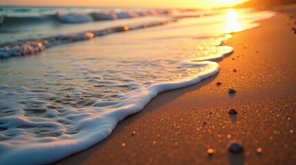 Aufkleber - The ocean waves are crashing onto the shore, creating a beautiful