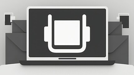Aufkleber - A laptop screen shows a white box with a black outline