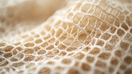 Beige Net Fabric Texture Close-Up