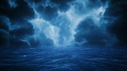 Poster - Dramatic ocean scene with dark clouds and turbulent waters.