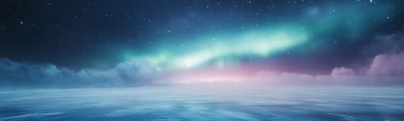Aufkleber - A stunning aurora borealis illuminates a serene night sky over tranquil waters.