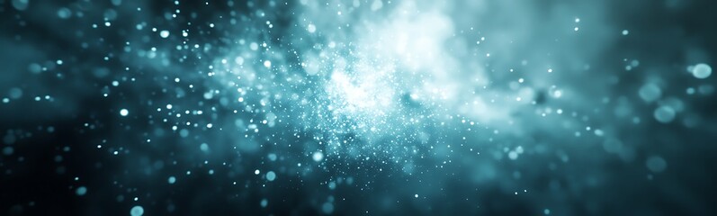 Fototapete - Abstract blue particles and light create a mystical atmosphere.