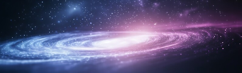 Poster - Cosmic spiral galaxy with vibrant colors and distant stars in a dark space background.