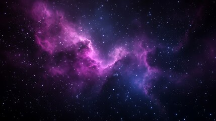 Poster - Vibrant cosmic nebula with swirling pink and blue hues against a starry background.
