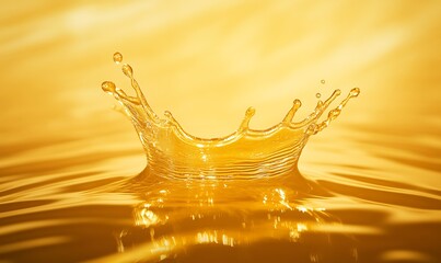 Aufkleber - A golden splash of water creates a mesmerizing crown shape on the surface.