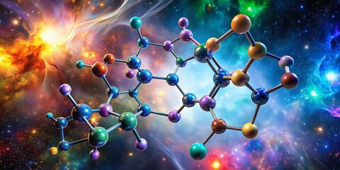 Poster - Melatonin Molecule: 3D Colorful Interstellar Nebula Structure - Astrochemistry Abstract
