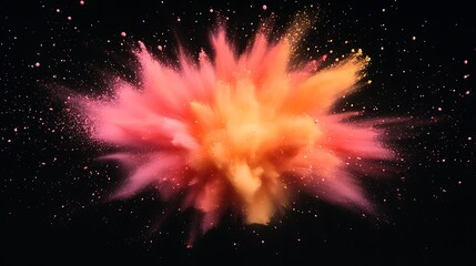 Poster - Vibrant explosion of colored powder against a black background, creating a dynamic and artistic effect.