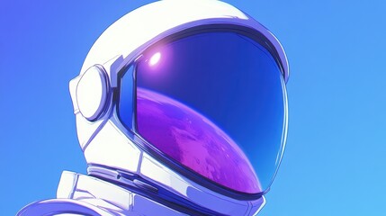 Wall Mural - an astronaut wearing a helmet with an alien planet reflection