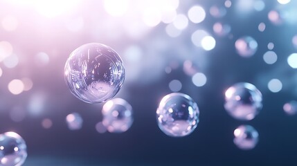 Poster - Floating bubbles create a dreamy atmosphere with a soft, colorful background.