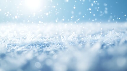 Poster - Snowflakes gently falling on a bright winter landscape, creating a serene atmosphere.