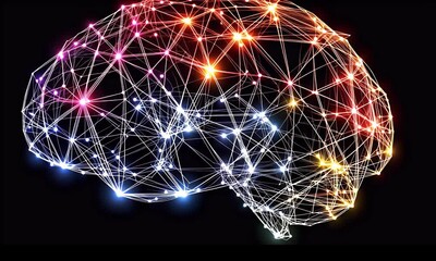 Poster - Neural network brain.  Complex interconnected pathways