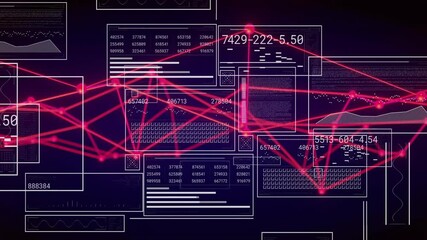 Poster - animation of digital data network with red lines connecting information panels