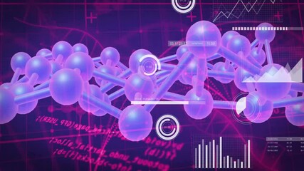 Poster - In school, animation showing molecular structure with digital interface and graphs